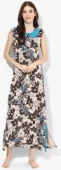 9teenagain Brown Printed Sleepwear Gown women