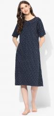 9teenagain Navy Blue Printed Gown women