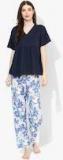 9teenagain Navy Blue Solid Nightwear Set women