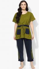 9teenagain olive Solid nursing nightsuit women