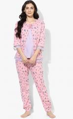 9teenagain Pink Printed nursing nightsuit women