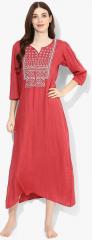 9teenagain Red Printed Sleepwear Gown women