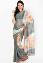 Aaboli Grey Chiffon Saree