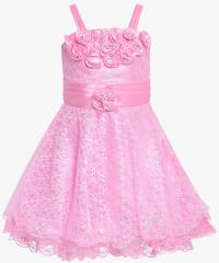 Aarika Pink Self Design Party Dress women