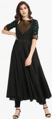 Abhishti Black Woven Design Anarkali Kurta women