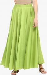 Abhishti Green Solid Flared Skirt women