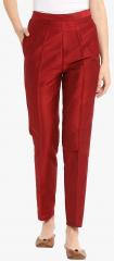 Abhishti Maroon Solid Regular Fit Coloured Pant women