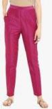 Abhishti Pink Solid Regular Fit Coloured Pant Women