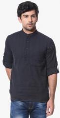 Abhiyuthan Black Striped Kurta men