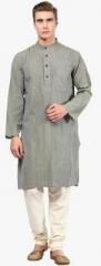 Abhiyuthan Grey Striped Kurta men