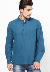 Abhiyuthan Solid Blue Regular Fit Kurta men