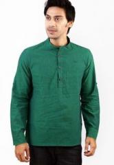 Abhiyuthan Solid Green Kurta men