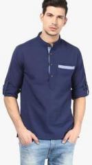 Abhiyuthan Solid Navy Blue Kurta men