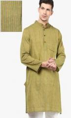 Abhiyuthan Striped Green Kurta men