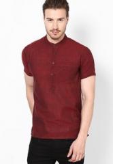 Abhiyuthan Striped Maroon Regular Fit Kurta men