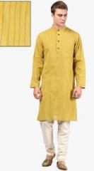 Abhiyuthan Yellow Striped Kurta men