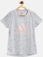 Adidas Off White Lg Pes Printed Round Neck T Shirt girls