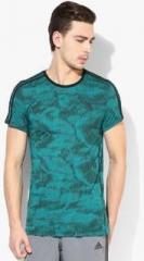 Adidas Paperprint Green Round Neck T Shirt men