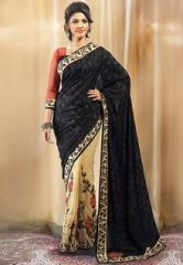 Admyrin Black Printed Saree women