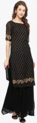 Ahalyaa Black Printed Kurta women