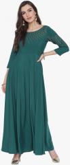 Ahalyaa Green Printed Maxi Dress women