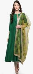 Ahalyaa Green Solid Kurta Dupatta Set women