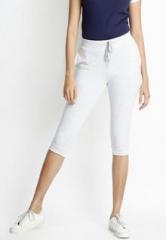 Ajile By Pantaloons Grey Melange Solid Capris women