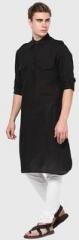 Akkriti By Pantaloons Solid Black Kurta men