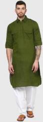 Akkriti By Pantaloons Solid Olive Kurta men