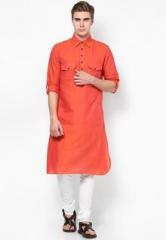 Akkriti By Pantaloons Solid Orange Kurta men