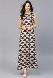 Aks Beige Coloured Printed Maxi Dress women