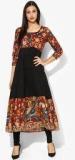 Aks Black Printed Anarkali Men