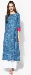 Aks Blue Printed Kurta women