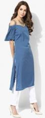 Aks Blue Solid Kurta women