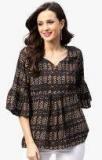 Aks Brown Printed Regular Top Women