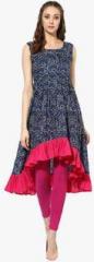 Aks Navy Blue Printed Kurta women