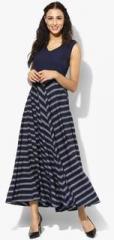 Aks Navy Blue Printed Maxi Dress women