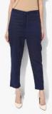 Aks Navy Blue Solid Chinos women