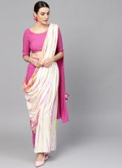 Aks Pink & White Shibori Dyed Palazzo Saree women