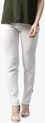 Aks White Self Design Coloured Pants women