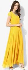 Aks Yellow coloured Solid Maxi Dress women