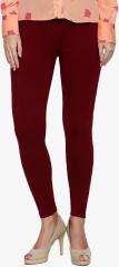 Albely Maroon Solid Leggings women