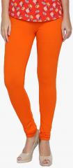 Albely Orange Solid Leggings women