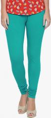 Albely Sea Green Solid Leggings women