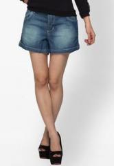 Alibi Blue Solid Shorts women