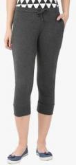 Alibi Charcoal Grey Solid Capri women