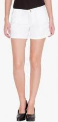 Alibi White Solid Shorts women