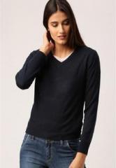 All About You Navy Blue Solid Sweater women