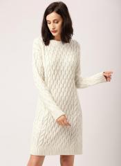 All About You Off White Self Design Longline Sweater Dress women