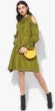 All About You Olive Green Solid Drop Waist Dress women